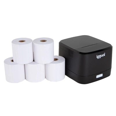 Impresora térmica iggual TP EASY 58 + 5 rollos de papel térmico compatible - calidad, velocidad y facilidad de conexión