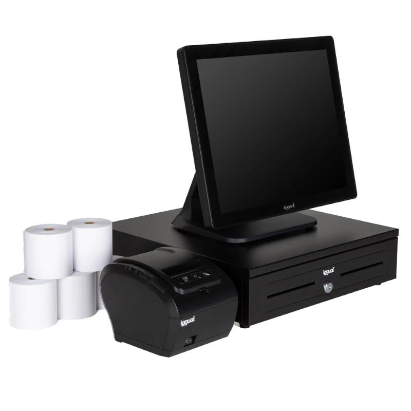 iggual Pack completo TPV 17 AIO TP8002 IRON-HD con Windows 10 IOT, Intel Celeron J6412, 8GB RAM y disco duro SSD de 128GB