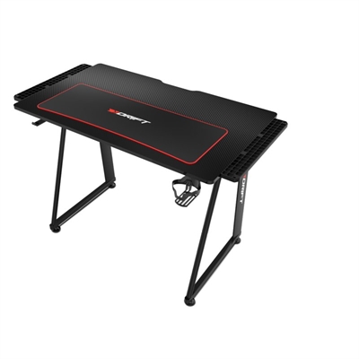 Mesa Gaming Drift DRDZ75 - Tablero de fibra de carbono y alfombrilla lavable - Soportes para auriculares y bebidas - 113x60x75 cm