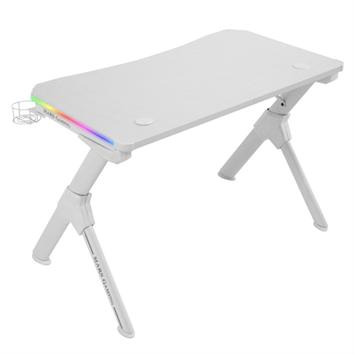 Mesa Gaming MGD RGB Carbon Fiber White - Iluminación 3D ARGB - Estable y Duradera - Diseño Ergonómico Profesional