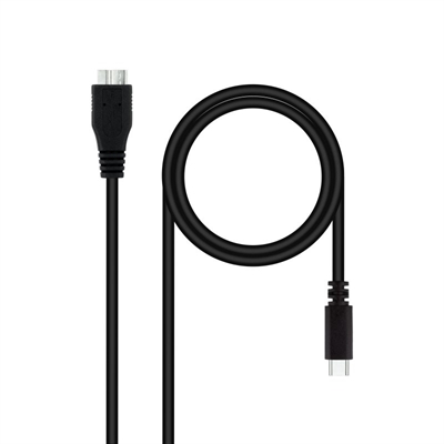 Cable USB 3.0 Nanocable 1 metro USB-C/M-Micro B/M Negro - Velocidad de Transferencia 5Gbps