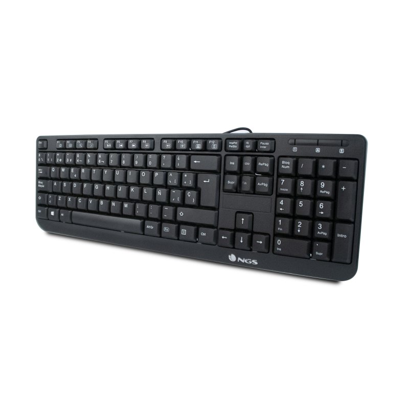Teclado NGS FunkyV3 con 12 Teclas Multimedia y Conexión USB - Negro