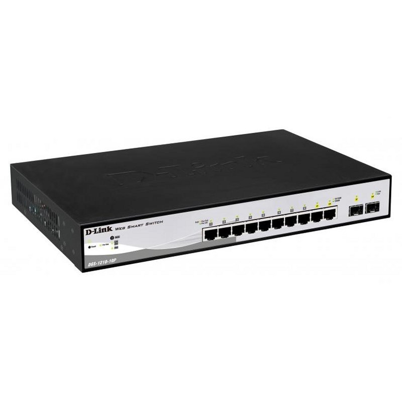Switch D-Link DGS-1210-10P/E con 8 Puertos Gigabit PoE y 2 Puertos SFP - Modelo DGS-1210-10P/E