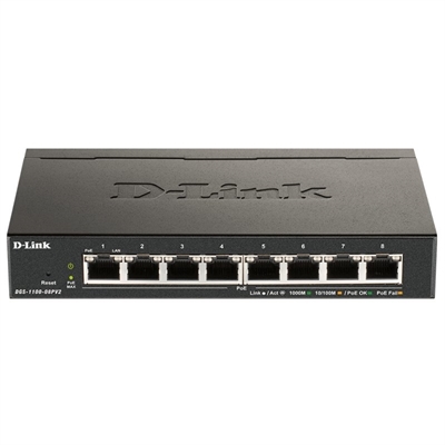 Switch D-Link DGS-1100-08PV2/E 8 Puertos Gigabit PoE (64W) - Modelo DGS-1100-08PV2/E