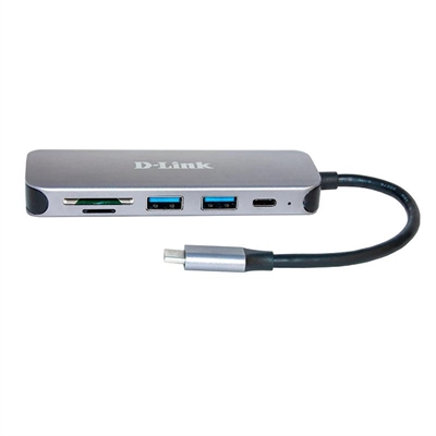 D-Link DUB-2325 5-in-1 USB-C Hub Card Reader con USB 3.0 y Ranuras para Tarjetas SD y microSD - Compatible con Windows, Mac OS y Linux - Velocidad de Datos de hasta 5 Gb/s