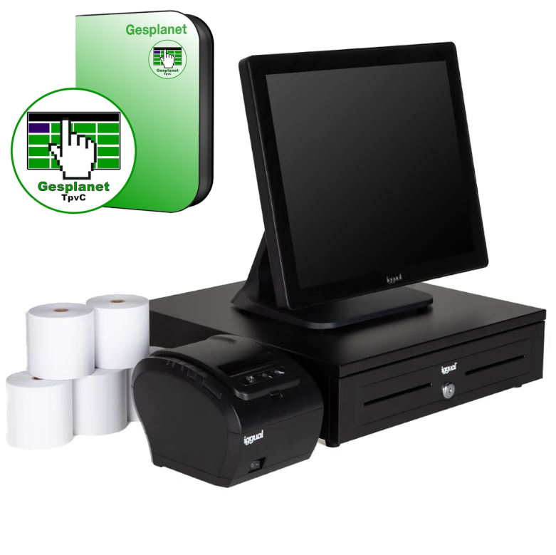 iggual Pack completo TPV 15 AIO EASY 80 IRON-50 + Software Gesplanet Comercial